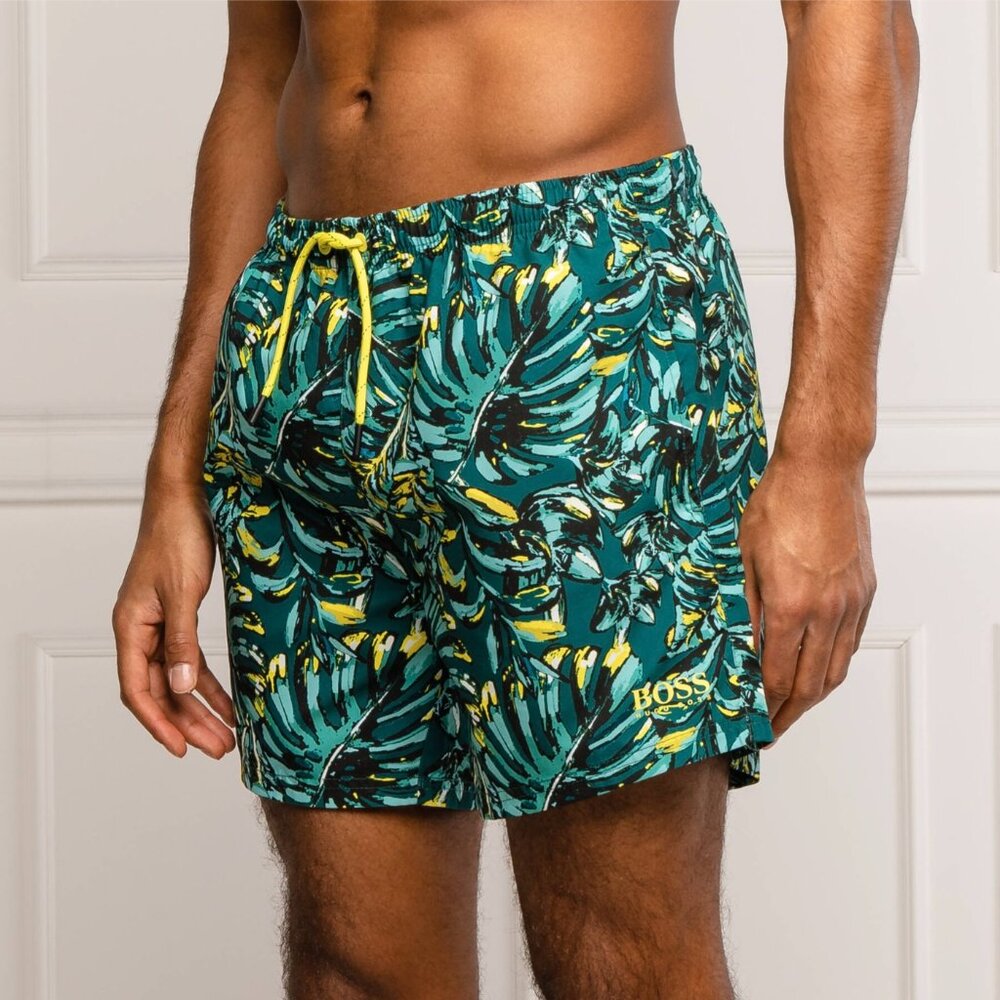 BOSS Hugo Boss Men's Tropical Leaf Swim Trunks XL NWT